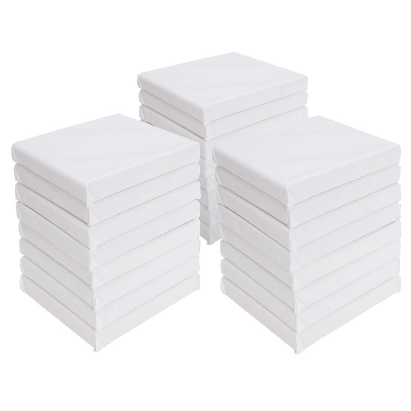 STARVAST Mini Canvas Panels 6 x 6 inch Pack of 24, STARVAST Cotton Pre-Stretched Small Canvas Boards Blank Canvases for Paintings Craft Small Acrylics Oil Art Projects - Image 1